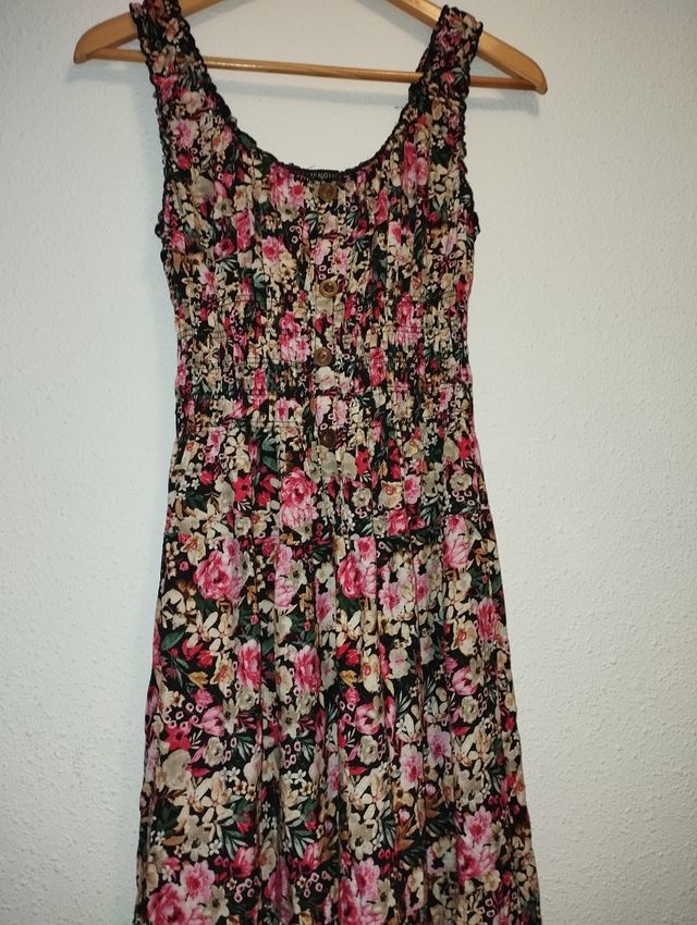 Vestido floral largo - multicolor,talla M/L