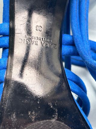 Sandalias tacón Zara azules, talla 36