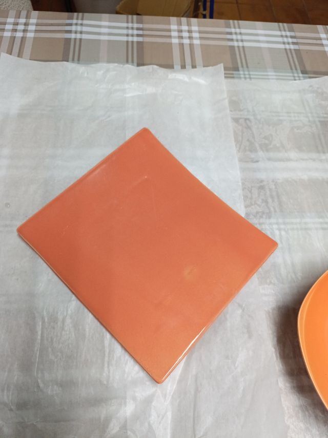 Juego Plato y Bol Cerámica Naranja