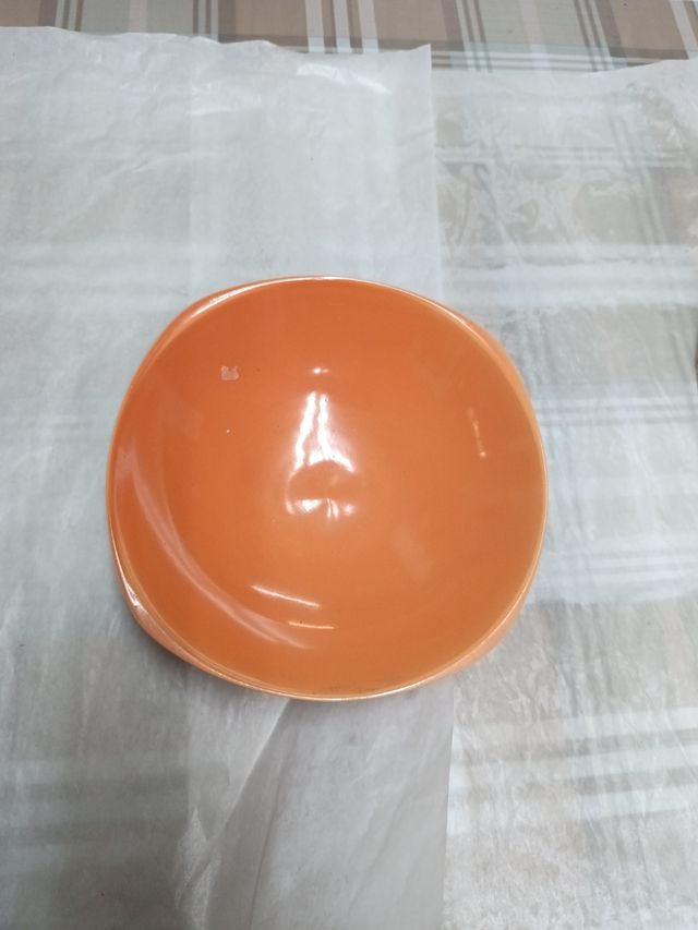 Juego Plato y Bol Cerámica Naranja