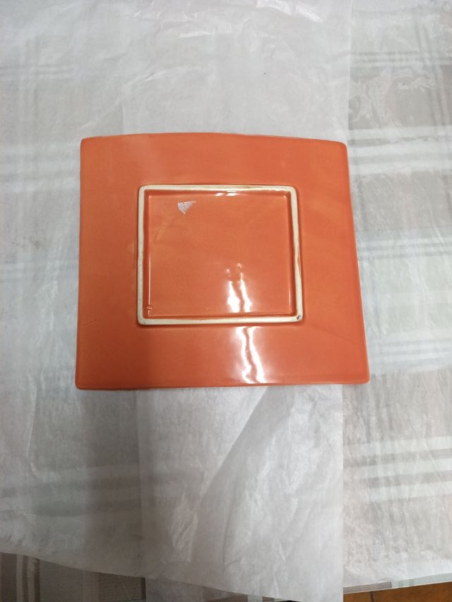 Juego Plato y Bol Cerámica Naranja
