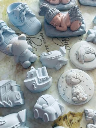 Set gesso azzurro nascita 36pz