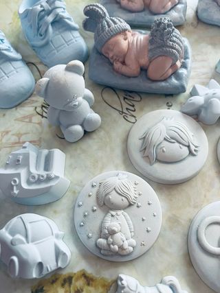 Set gesso azzurro nascita 36pz