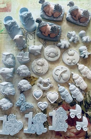 Set gesso azzurro nascita 36pz