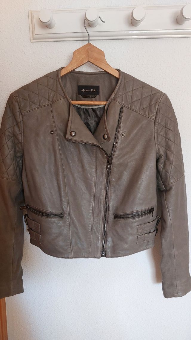 Chaqueta Massimo Dutti piel gris - M