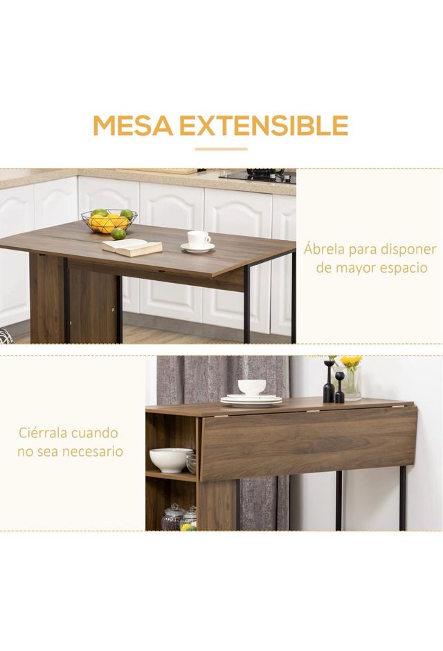 Mesa extensible de madera y metal