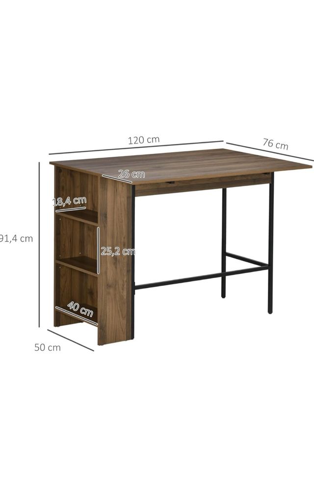 Mesa extensible de madera y metal