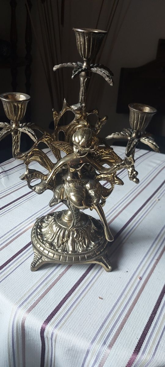Candelabros bronce 3 brazos