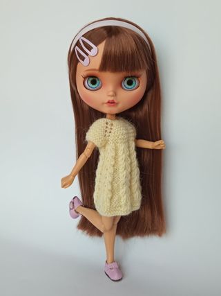 Vestido beige claro con formas de espiga - Blythe