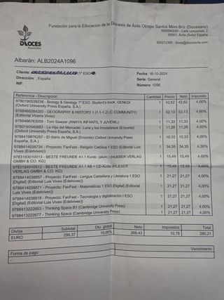 Todos los libros de 1 Eso colegio Diocesano Avila