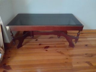 Mesa centro vintage madera-cristal