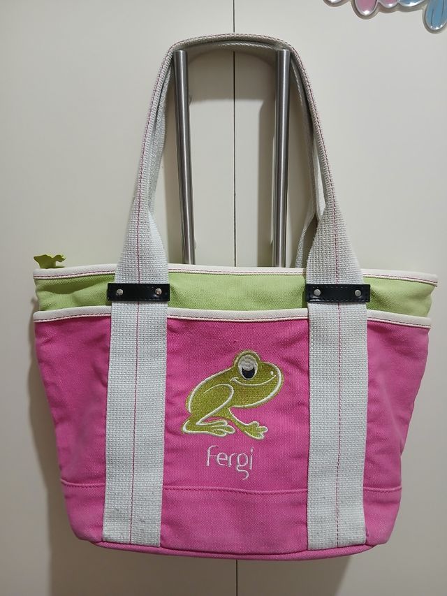Borsa tela estiva verde&rosa