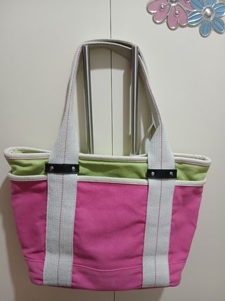 Borsa tela estiva verde&rosa