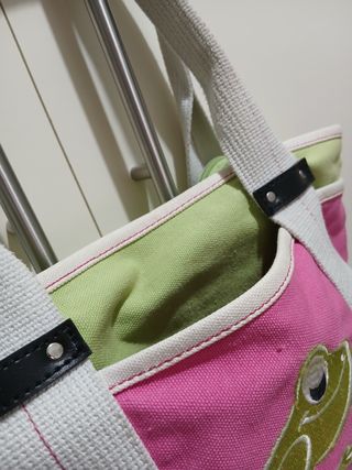 Borsa tela estiva verde&rosa