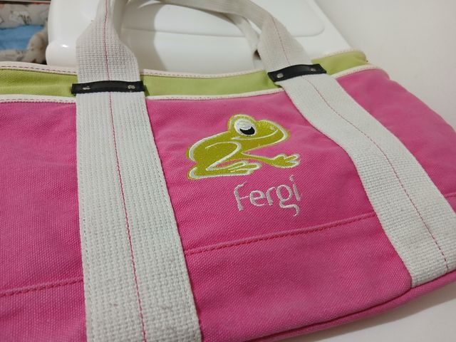 Borsa tela estiva verde&rosa