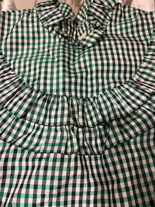 Conjunto blusa+pantalón vichy verde-negro fiesta 