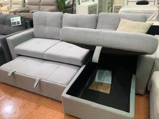 Sofá Cama Chaise Longue Gris 215cm