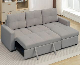 Sofá Cama Chaise Longue Gris 215cm