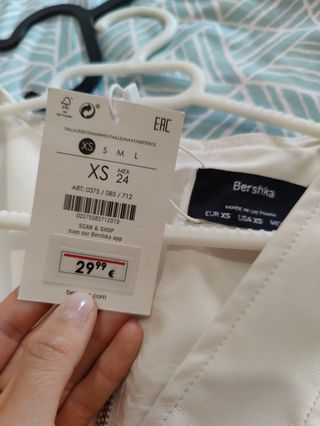 Vestido Zara polipiel blanco XS con etiquetas