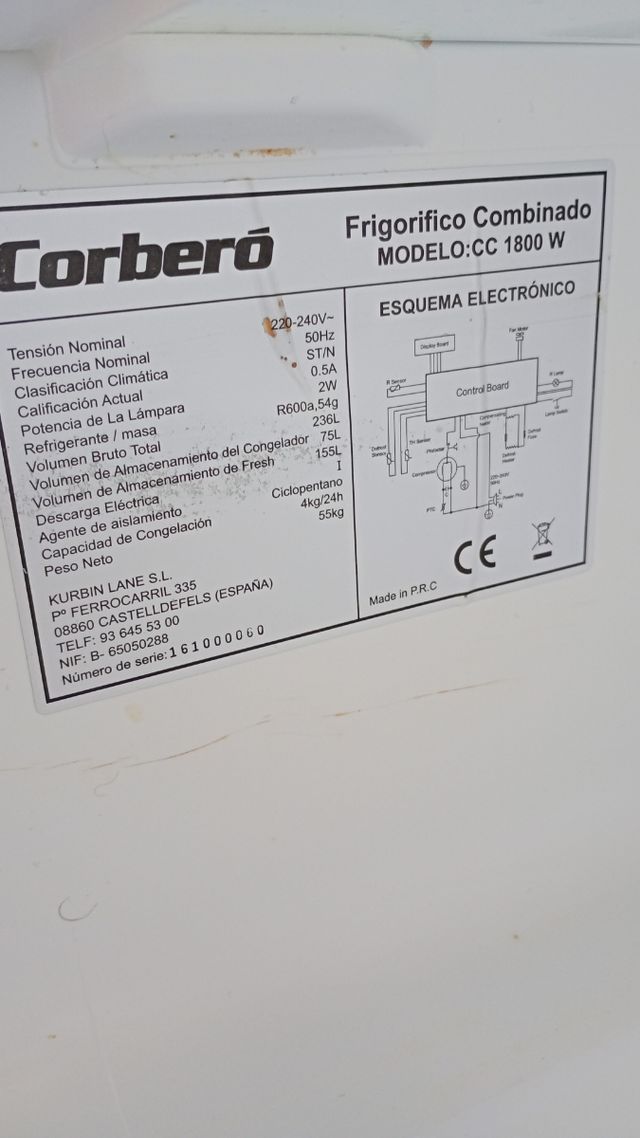 Nevera Corbero blanca
