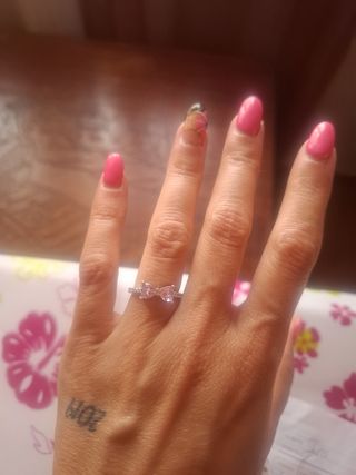 Anillo lazo rosa plata tipo Pandora 