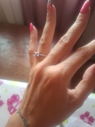 Anillo lazo rosa plata tipo Pandora 