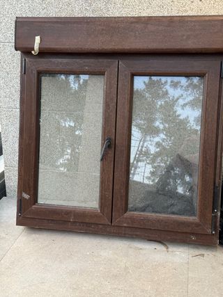 Ventana PVC madera 150x110 doble cristal
