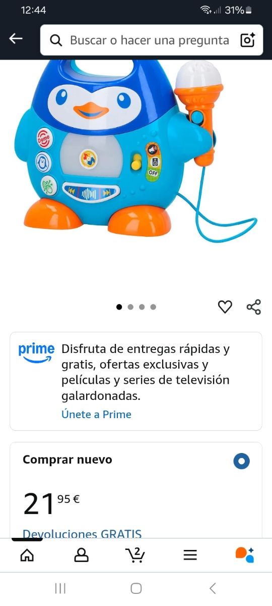 Microfono Karaoke Pingüino Infantil