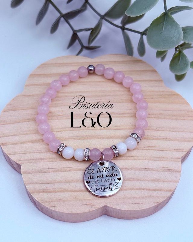 Pulsera cuarzo rosa mamá