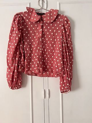 Blusa Zara lunares rosa XL