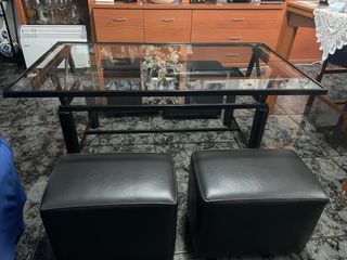 Mesa centro cristal negra - 4 puff