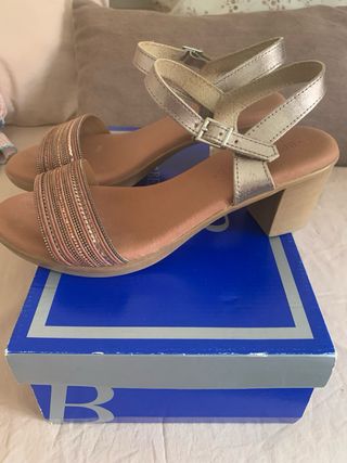 Sandalias Benavente tacón 39 marrón-dorado 