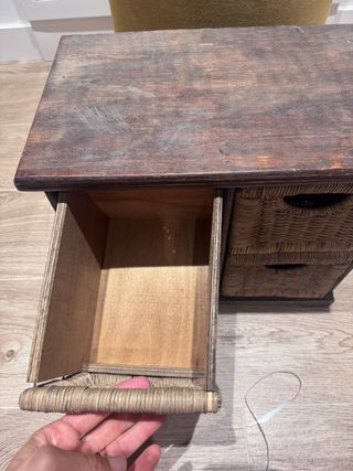 Estantería cajones mimbre-madera marrón