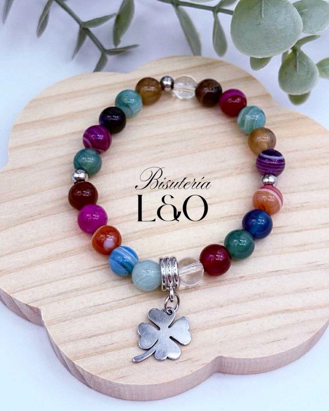 Pulsera trébol multicolor