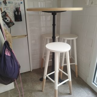 Mesa alta vintage hierro fundido, tablero de 70 cm