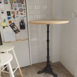 Mesa alta vintage hierro fundido, tablero de 70 cm