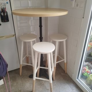 Mesa alta vintage hierro fundido, tablero de 70 cm