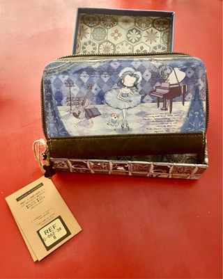Monedero Sweet London azul y marrón