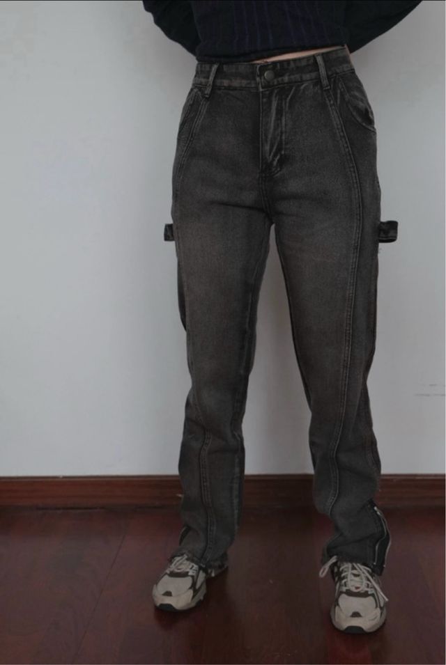 Pantalones denim Y2K negros retro 2000s Y2K