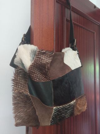 Bolso patchwork piel multicolor