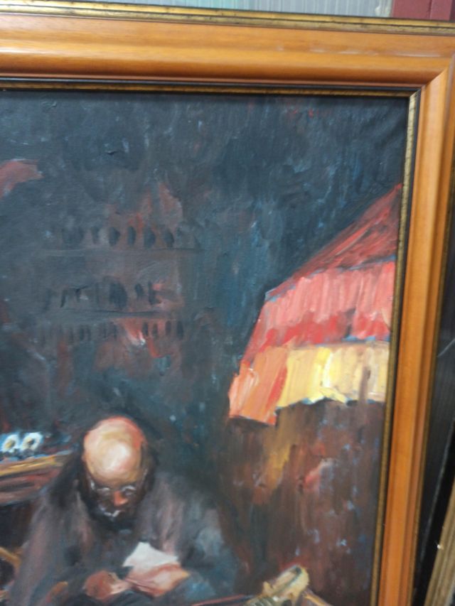 Cuadro óleo pintor trabajando