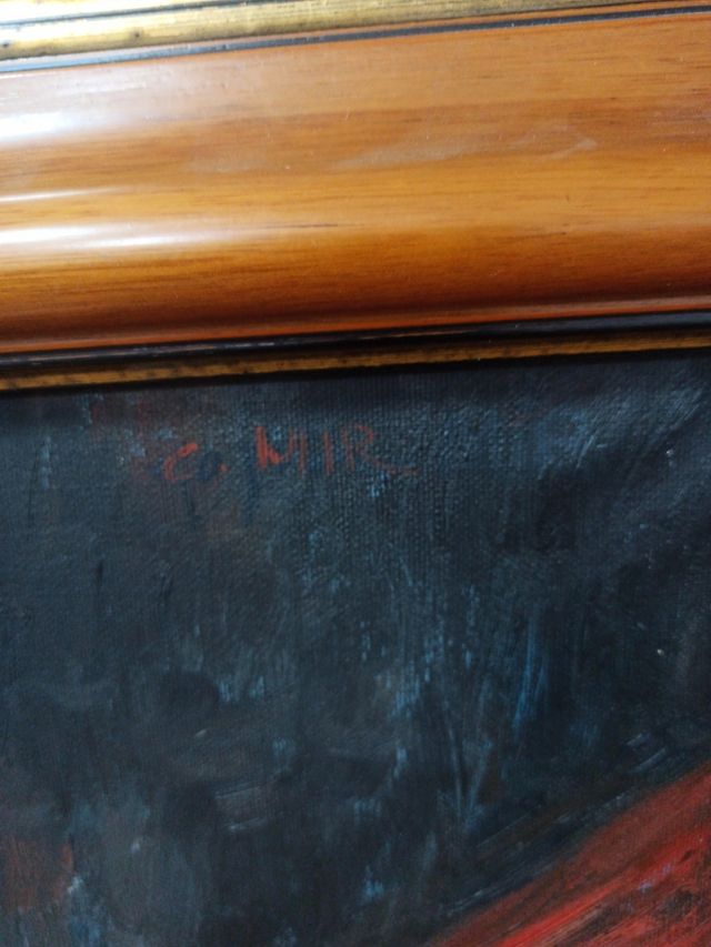 Cuadro óleo pintor trabajando