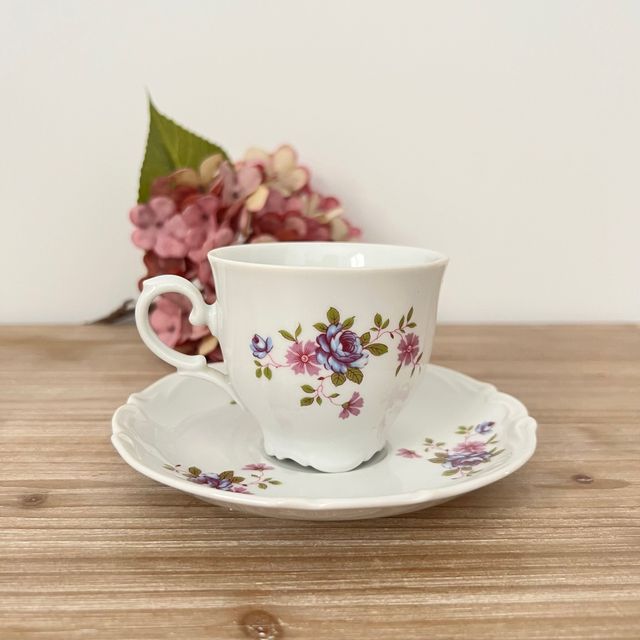 Xícara e prato de porcelana Bavaria.