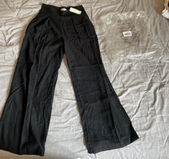 Pantalón Abercrombie & Fitch XS Negro lino verano