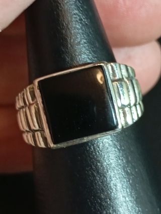 Anillo plata ley - Ónix negro