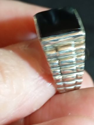 Anillo plata ley - Ónix negro