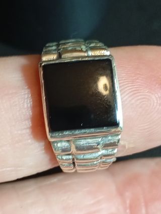 Anillo plata ley - Ónix negro