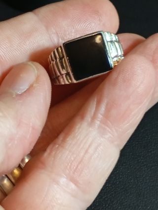 Anillo plata ley - Ónix negro