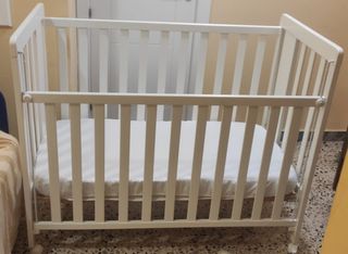 Cuna bebé madera + colchón