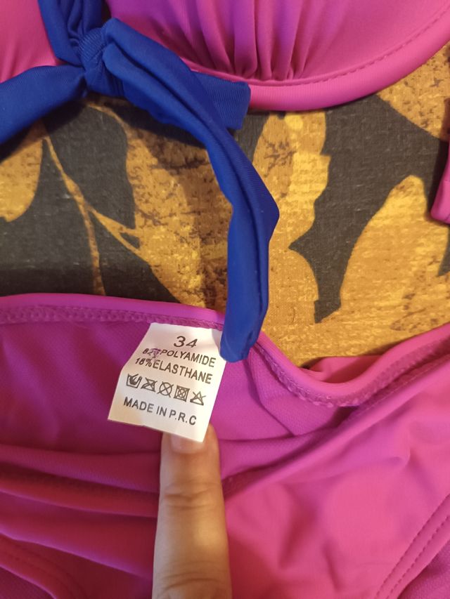 Bikini rosa fucsia y azul - Talla XS (34)
